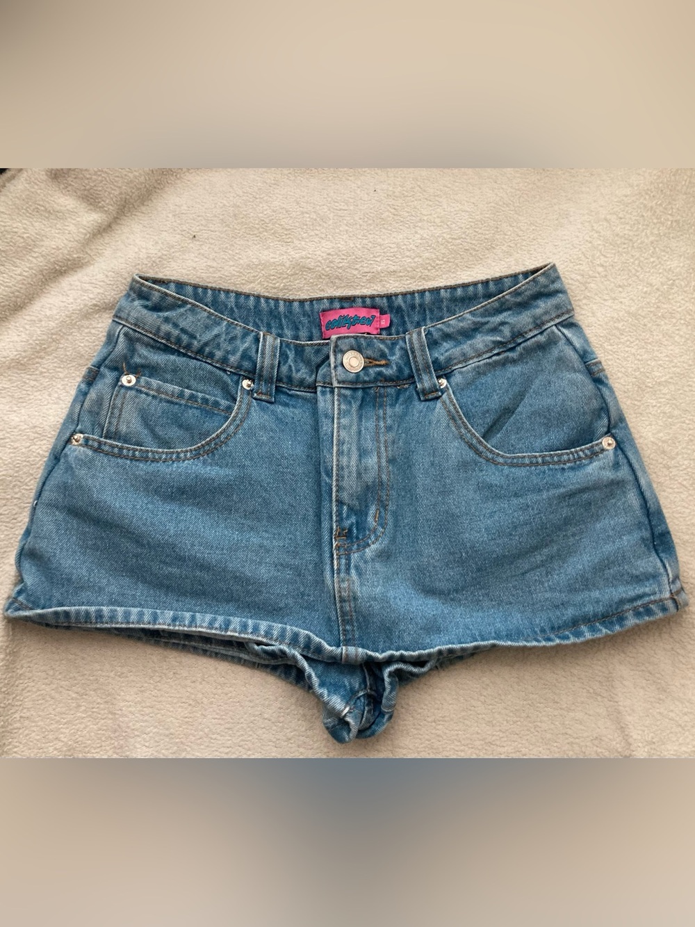Edikted Light Blue High-Rise Denim Skort 90’s Y2K